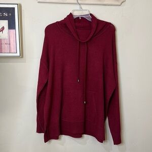NWT Long Sleeve Maroon Cowl Neck Kangaroo Pocket Front Sweater Sz Xl